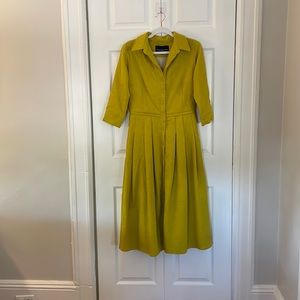 Samantha Sung mustard belted fit and flare dress